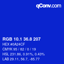 カラーコード: RGB 10.1 36.8 207 | qconv.com