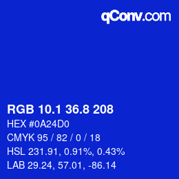 カラーコード: RGB 10.1 36.8 208 | qconv.com