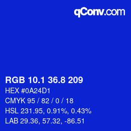カラーコード: RGB 10.1 36.8 209 | qconv.com