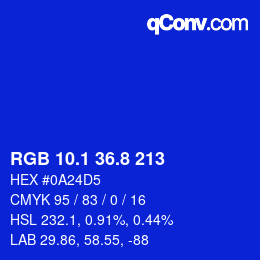 カラーコード: RGB 10.1 36.8 213 | qconv.com