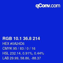 カラーコード: RGB 10.1 36.8 214 | qconv.com
