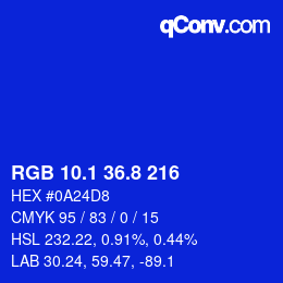カラーコード: RGB 10.1 36.8 216 | qconv.com