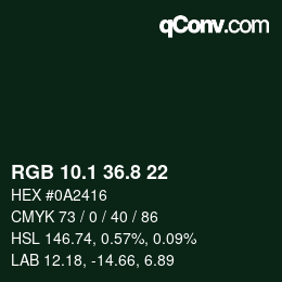 Color code: RGB 10.1 36.8 22 | qconv.com