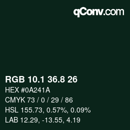 Color code: RGB 10.1 36.8 26 | qconv.com