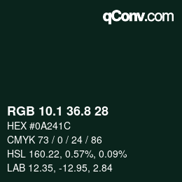 カラーコード: RGB 10.1 36.8 28 | qconv.com
