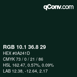 Color code: RGB 10.1 36.8 29 | qconv.com