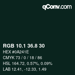 Color code: RGB 10.1 36.8 30 | qconv.com