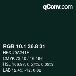 Color code: RGB 10.1 36.8 31 | qconv.com