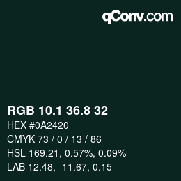 Color code: RGB 10.1 36.8 32 | qconv.com