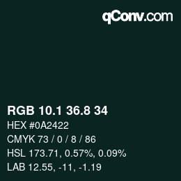 Color code: RGB 10.1 36.8 34 | qconv.com