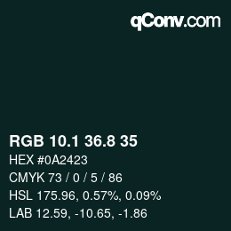 カラーコード: RGB 10.1 36.8 35 | qconv.com