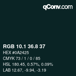 Color code: RGB 10.1 36.8 37 | qconv.com