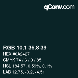 Color code: RGB 10.1 36.8 39 | qconv.com