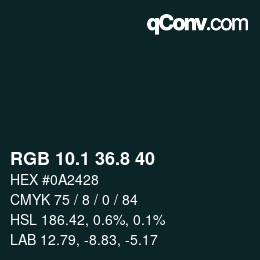 カラーコード: RGB 10.1 36.8 40 | qconv.com
