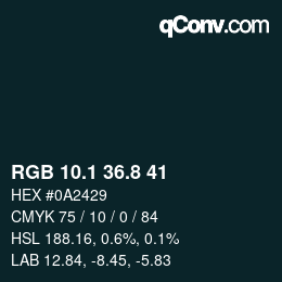 Color code: RGB 10.1 36.8 41 | qconv.com