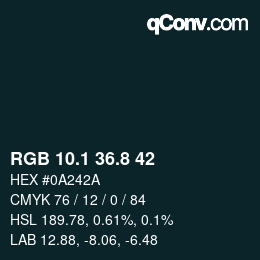 Color code: RGB 10.1 36.8 42 | qconv.com