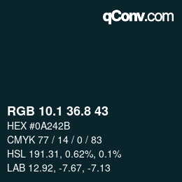 カラーコード: RGB 10.1 36.8 43 | qconv.com
