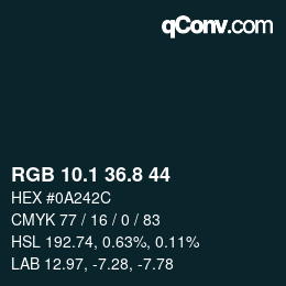 Color code: RGB 10.1 36.8 44 | qconv.com