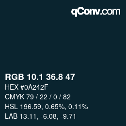 Color code: RGB 10.1 36.8 47 | qconv.com