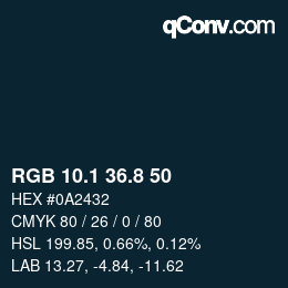 Color code: RGB 10.1 36.8 50 | qconv.com