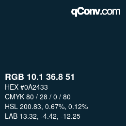 Color code: RGB 10.1 36.8 51 | qconv.com