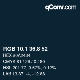 Color code: RGB 10.1 36.8 52 | qconv.com