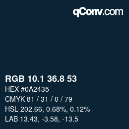 カラーコード: RGB 10.1 36.8 53 | qconv.com