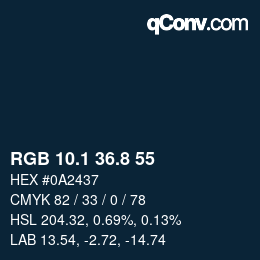 Farbcode: RGB 10.1 36.8 55 | qconv.com