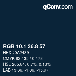 Color code: RGB 10.1 36.8 57 | qconv.com