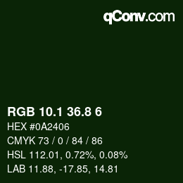 Color code: RGB 10.1 36.8 6 | qconv.com