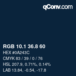 Color code: RGB 10.1 36.8 60 | qconv.com