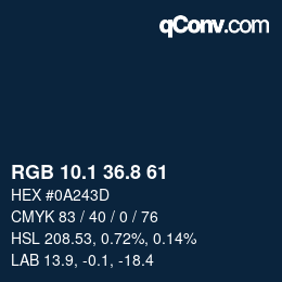 Color code: RGB 10.1 36.8 61 | qconv.com