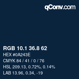 Color code: RGB 10.1 36.8 62 | qconv.com