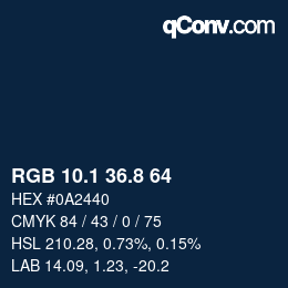 Color code: RGB 10.1 36.8 64 | qconv.com