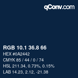 Color code: RGB 10.1 36.8 66 | qconv.com