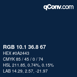 Farbcode: RGB 10.1 36.8 67 | qconv.com