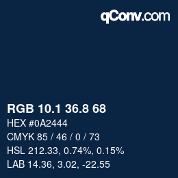 Farbcode: RGB 10.1 36.8 68 | qconv.com