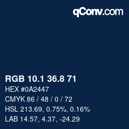 Color code: RGB 10.1 36.8 71 | qconv.com