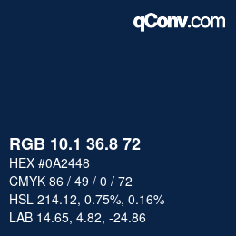 カラーコード: RGB 10.1 36.8 72 | qconv.com