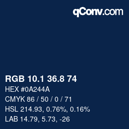 カラーコード: RGB 10.1 36.8 74 | qconv.com