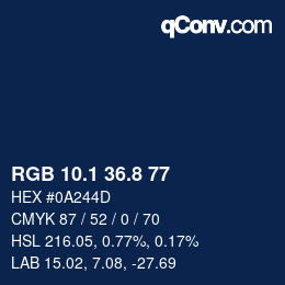 Color code: RGB 10.1 36.8 77 | qconv.com