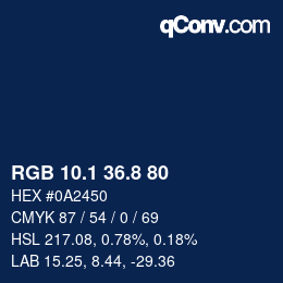 Color code: RGB 10.1 36.8 80 | qconv.com