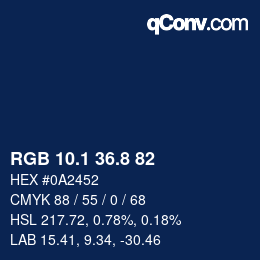 Color code: RGB 10.1 36.8 82 | qconv.com