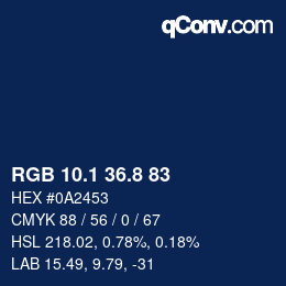 Color code: RGB 10.1 36.8 83 | qconv.com
