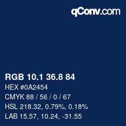 Color code: RGB 10.1 36.8 84 | qconv.com