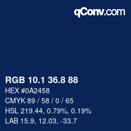 Color code: RGB 10.1 36.8 88 | qconv.com