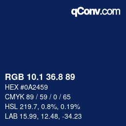 Color code: RGB 10.1 36.8 89 | qconv.com