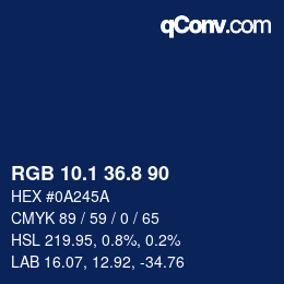 Color code: RGB 10.1 36.8 90 | qconv.com