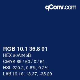 Color code: RGB 10.1 36.8 91 | qconv.com