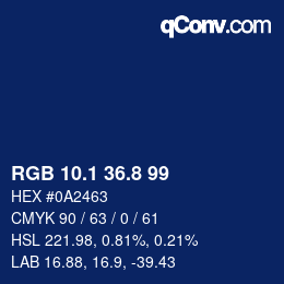 カラーコード: RGB 10.1 36.8 99 | qconv.com